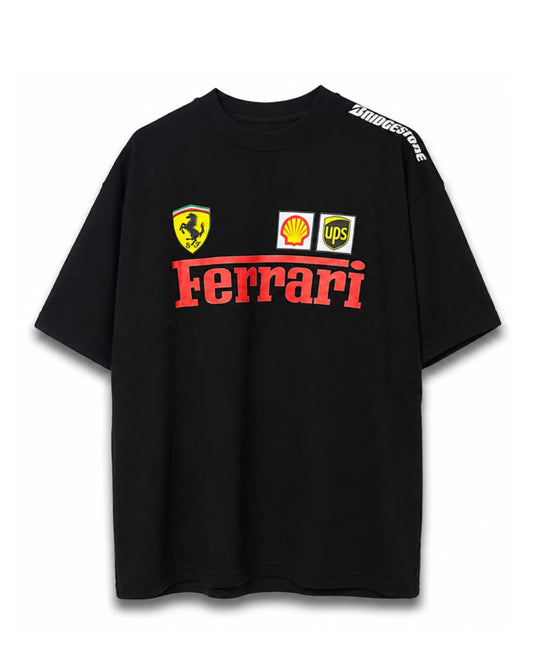 Ferrari Racing Crest Oversized Graphic T-Shirt - Black