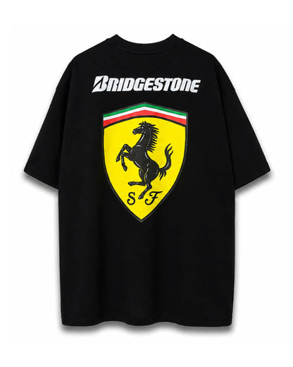 Ferrari Racing Crest Oversized Graphic T-Shirt - Black