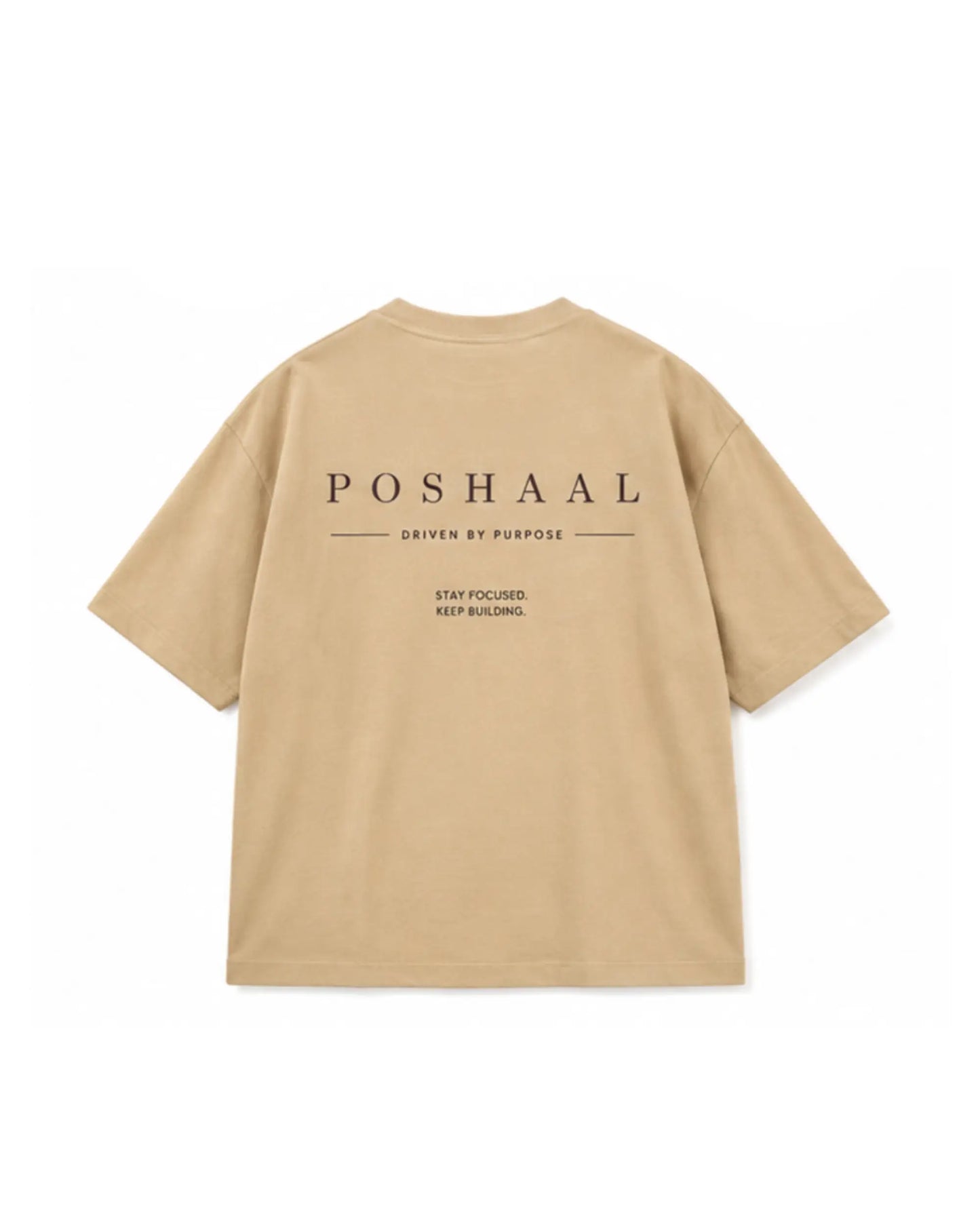 Beige Minimalist Printed Oversized T-Shirt