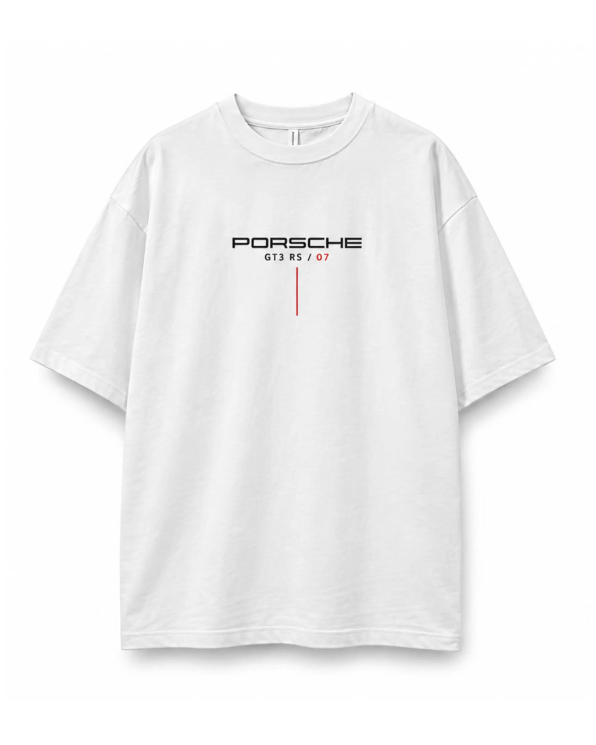 Porsche 911 GT3 RS Spec Sheet Oversized Graphic T-Shirt - White