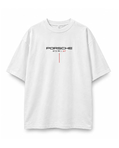 Porsche 911 GT3 RS Spec Sheet Oversized Graphic T-Shirt - White
